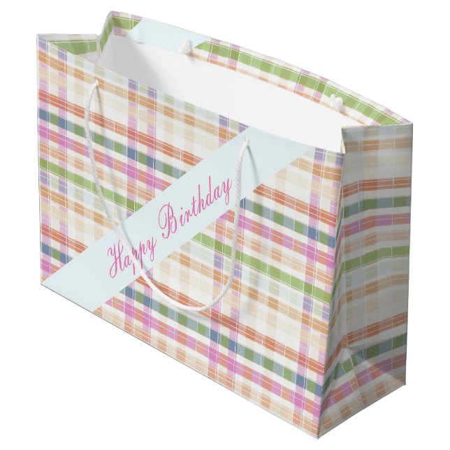 Sacola Para Presentes Grande Bolsa de Presente de Grande Xadrez (Verso inclinado)