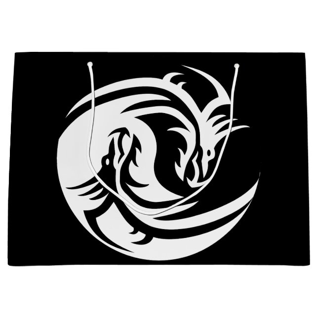 Sacola Para Presentes Grande bolsa de presente dos dragões yin yang (Frente)