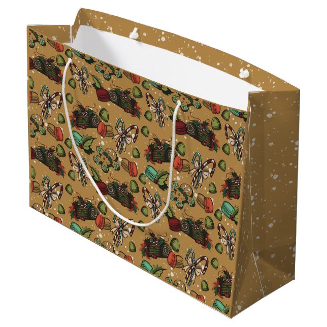 Sacola Para Presentes Grande Bolsa de Presente Grande Coco - Doces de Feriado ( (Verso inclinado)