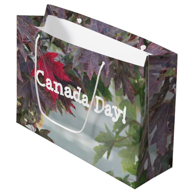 Sacola Para Presentes Grande Bolsa de Presente no Dia do Canadá (Frente inclinada)