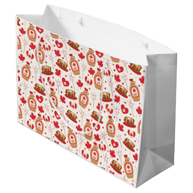 Sacola Para Presentes Grande Bolsa de Presentes no Dia do Canadá (Verso inclinado)