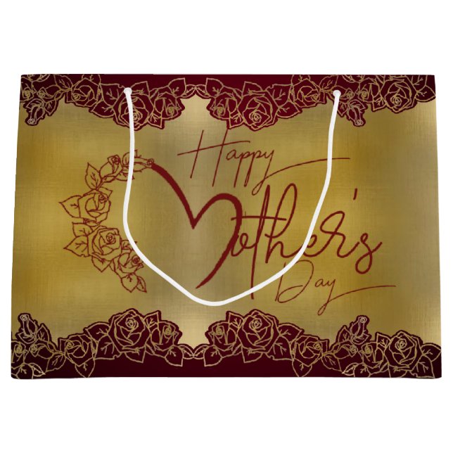 Sacola Para Presentes Grande Bolsa de regalo con rosas para día de madre (Frente)