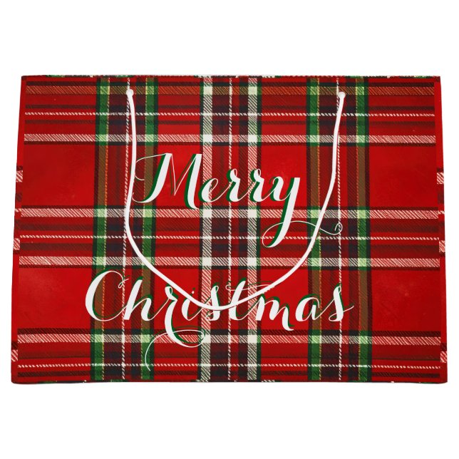 Sacola Para Presentes Grande Bolsa de Regalo Estilo Tartán  (Frente)