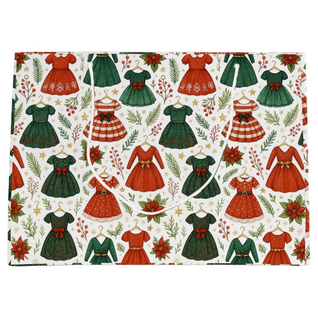 Sacola Para Presentes Grande Bolsa de Regalo Vestidos de Navidad (Frente)