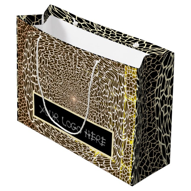 SACOLA PARA PRESENTES GRANDE BOLSA GRANDE PARA PRESENTE DOURADA E PRETA (Frente inclinada)