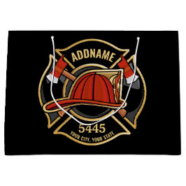 Sacola Para Presentes Grande Bombeiro ADD NAME Crachá de Bombeiros