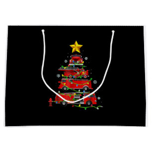 Sacola Para Presentes Grande Bombeiro Caminhão Árvores de Natal Mulheres