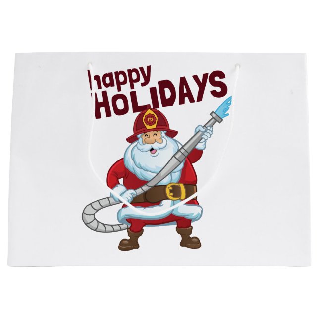 Sacola Para Presentes Grande Bombeiro do Natal Santa Claus (Frente)