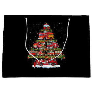 Sacola Para Presentes Grande Bombeiro Luz Bombeiro Caminhão de Fogo Natal