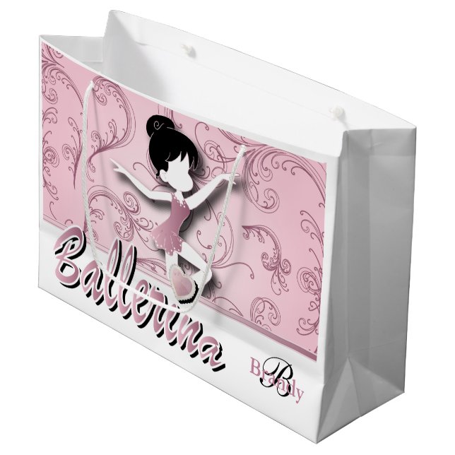 Sacola Para Presentes Grande Boneca Ballerina| Tormalina Rosa| Personalizar (Frente inclinada)