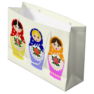 Sacola Para Presentes Grande Bonecas do assentamento do matryoshka do russo
