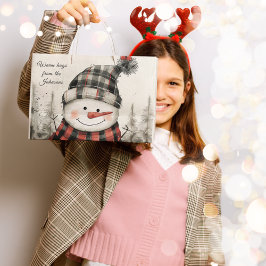 Sacola Para Presentes Grande Boneco de Neve Personalizado Abraço de Inverno Nom