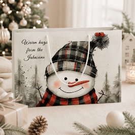 Sacola Para Presentes Grande Boneco de Neve Personalizado Abraço de Inverno Nom