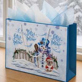 Sacola Para Presentes Grande Boneco de Neve | Saca de Presente Deixe Nevar