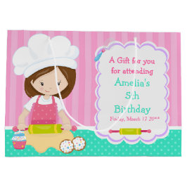 Sacola Para Presentes Grande Bonita Brunette Baking Obrigado