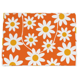 Sacola Para Presentes Grande Bonita Groovy Retro Daisy 