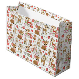 Sacola Para Presentes Grande Bonita Reindeer Ornament De Natal Floco De Neve