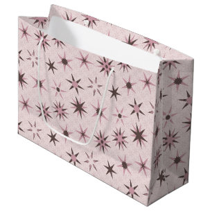Sacola Para Presentes Grande Bonito Estrelas Geo Rosa - padrão.