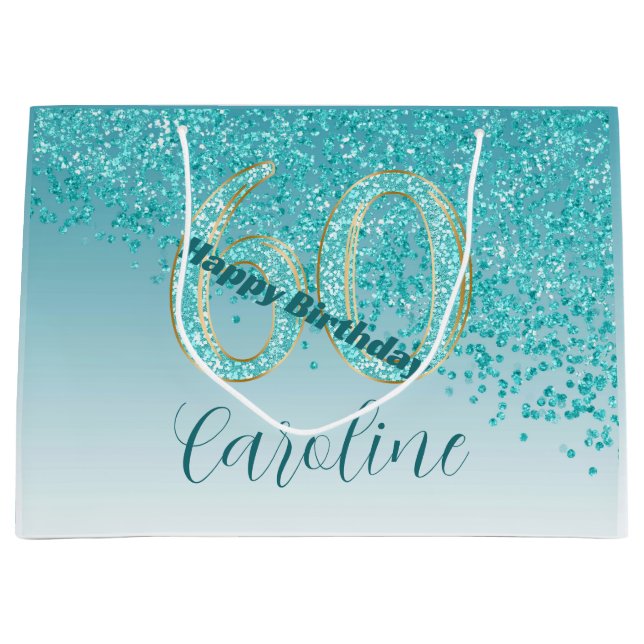 Sacola Para Presentes Grande Bonito queda de azul-lacrimogênio 60º aniversário (Frente)