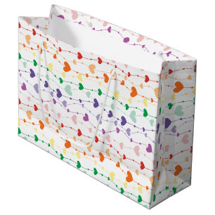 Sacola Para Presentes Grande Bonito Rainbow Hearts Pattern Kids