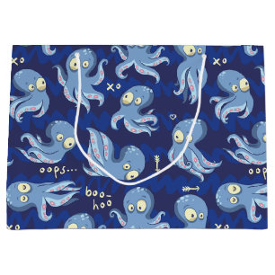 Sacola Para Presentes Grande Boo Octopus Blue Kids Clothing & Décor