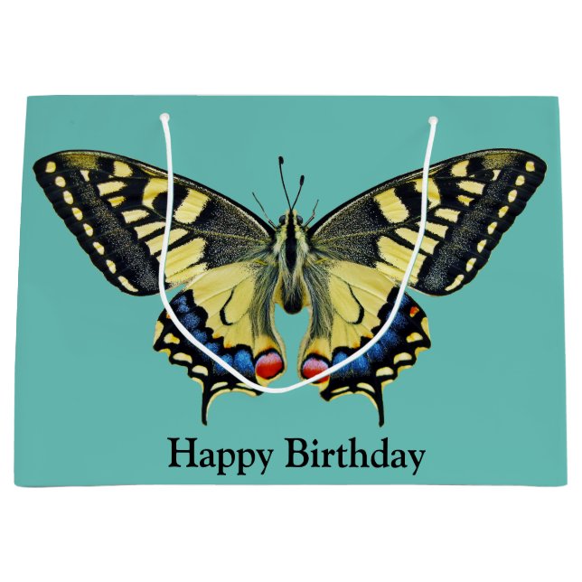 Sacola Para Presentes Grande Borboleta amarela e preta (Frente)