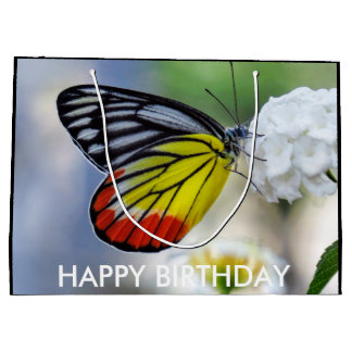 Sacola Para Presentes Grande Borboleta amarela vermelha