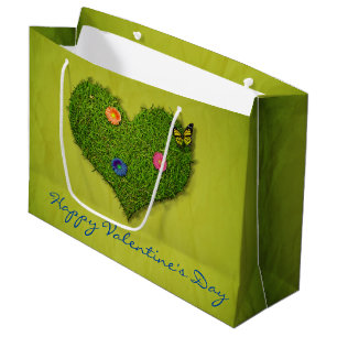 Sacola Para Presentes Grande Borboleta de Flores de Camada Cardíaca