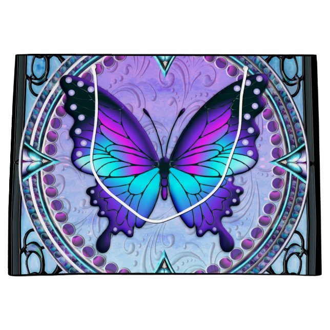 Sacola Para Presentes Grande Borboleta de sublimação com fundo (Frente)