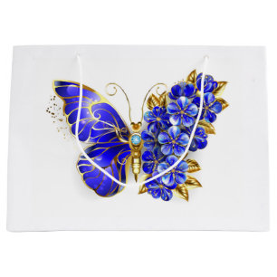 Sacola Para Presentes Grande Borboleta Flor Sapphire