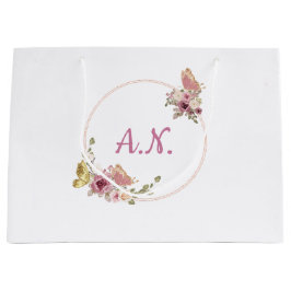 Sacola Para Presentes Grande Borboleta Floral em Rosa Dourado – Pessoal Elegant