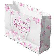 Borboletas de Aquarela Rosa Bridesmaid Obrigado