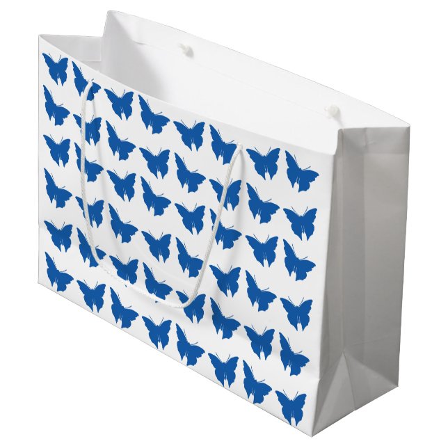 Sacola Para Presentes Grande Borboletas de Mod Azul Denim (Frente inclinada)