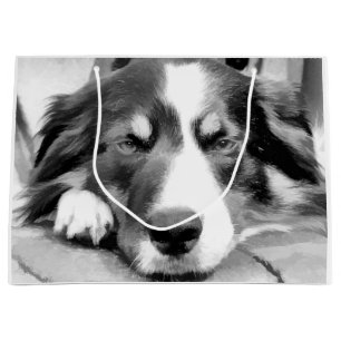 SACOLA PARA PRESENTES GRANDE BORDER COLLIE