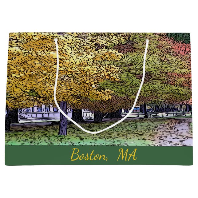 Sacola Para Presentes Grande Boston, Massachusetts Fall Foliage (Frente)