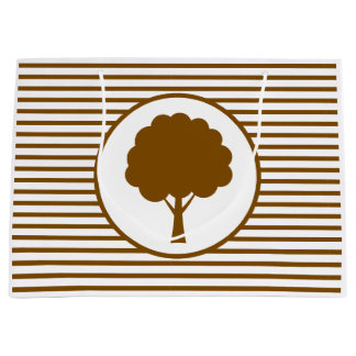 Sacola Para Presentes Grande Botanic Brown Tree Stripes Gift Bag