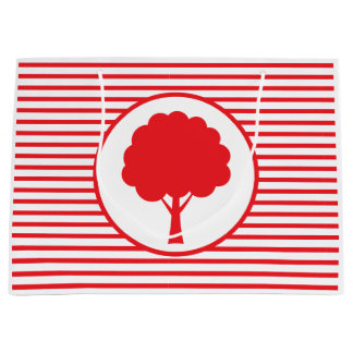 Sacola Para Presentes Grande Botanic Red Stripes Tree Gift Bag