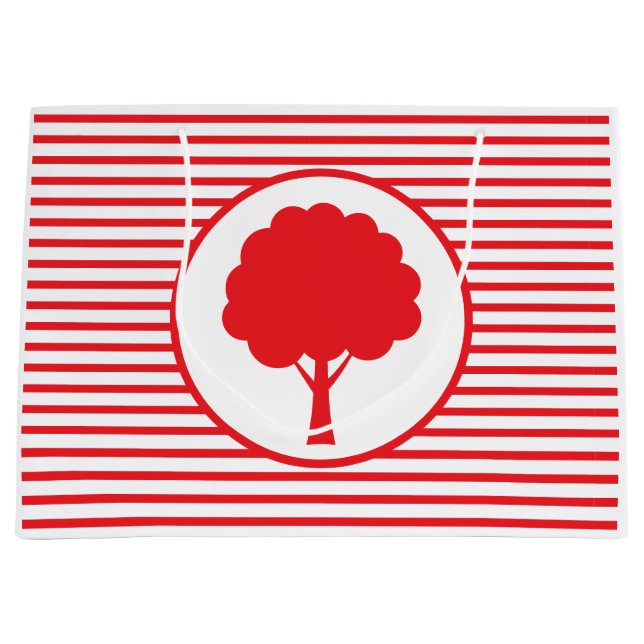 Sacola Para Presentes Grande Botanic Red Tree Stripes Gift Bag (Frente)