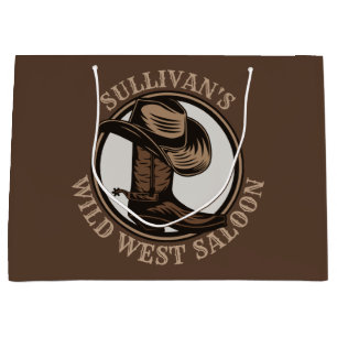 Sacola Para Presentes Grande Botas de cowboy ocidentais e selvagens personaliza