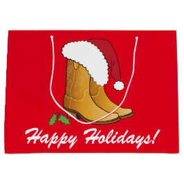 Sacola Para Presentes Grande Botas do chapéu da vaqueira do país boas festas