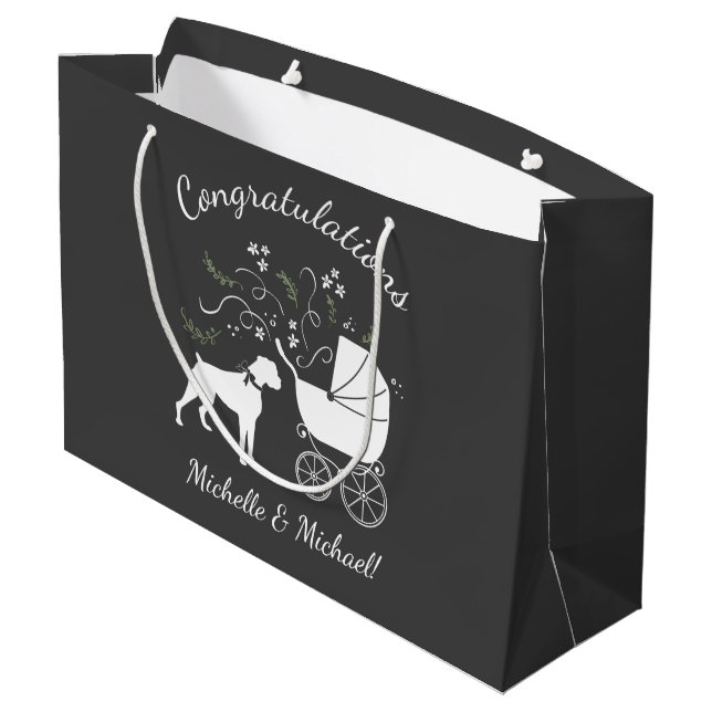 Sacola Para Presentes Grande Boxer Dog Chá de fraldas Puppy Cinza (Verso inclinado)