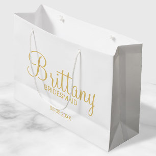 Sacola Para Presentes Grande Brancas Modernas e Douradas de Bridesmaids Persona