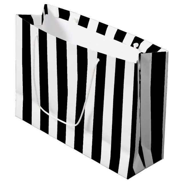 Sacola Para Presentes Grande Branco e Preto Clássico com Strike (Frente inclinada)