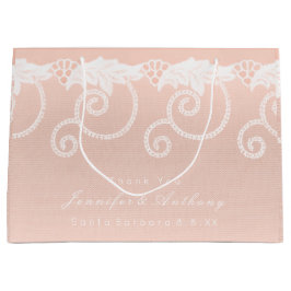 Sacola Para Presentes Grande Bridal Weding Peach Salmon White Lace