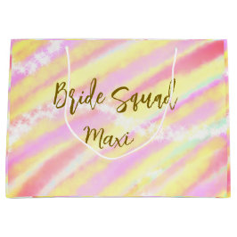 Sacola Para Presentes Grande Bride squad golden pastel pink colorful glitter br