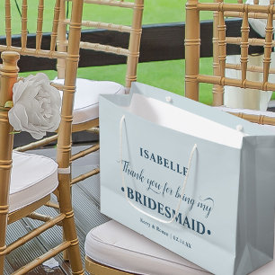 Sacola Para Presentes Grande Bridesmaid Blue Personalizado Obrigado