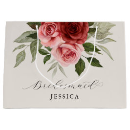 Sacola Para Presentes Grande Bridesmaid Floral de Cor de Água Rosa Elegante