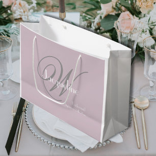 Sacola Para Presentes Grande Bridesmaid Gift Elegante Monograma + Nome Cor-de-R