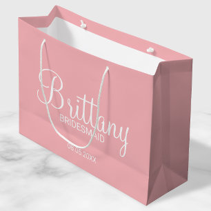 Sacola Para Presentes Grande Bridesmaids Personalizados de Cor-de-Rosa Espelho 