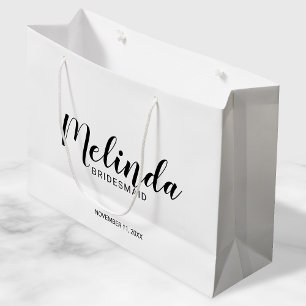 Sacola Para Presentes Grande Bridesmaids Personalizados de Script Moderno